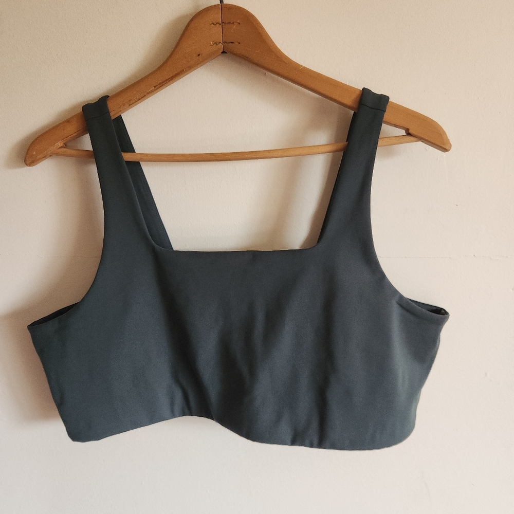Girlfriend Collective Sports Bra Square Neck Emerald Green Thick Xxxl